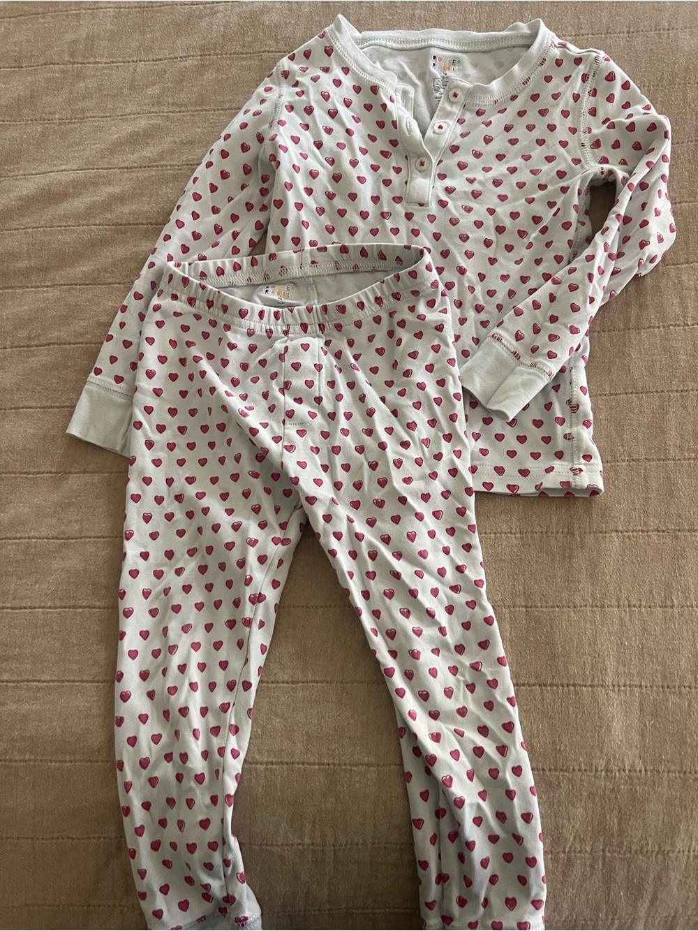 Roller Rabbit White Pajama Set with Pink Heart Print